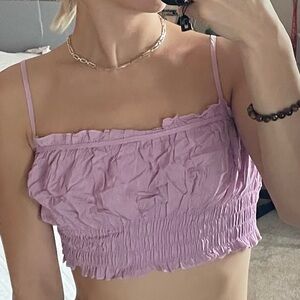 PURPLE SMOCKED TANK TOP
